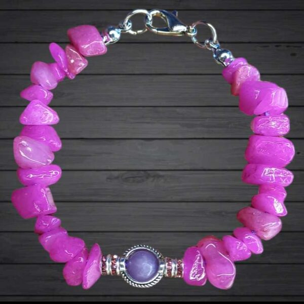 Pulseira Cascalho Quartzo Rosa